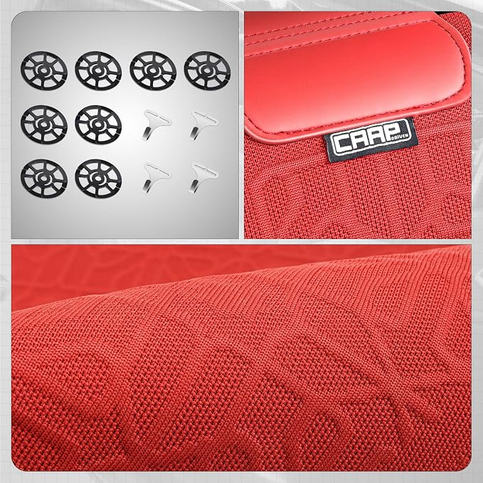 Protex Series Front Row Set Seat Covers Woven Polyester Universal for Cars Trucks SUV, Red, CA-SC-PROTEX-F-RD