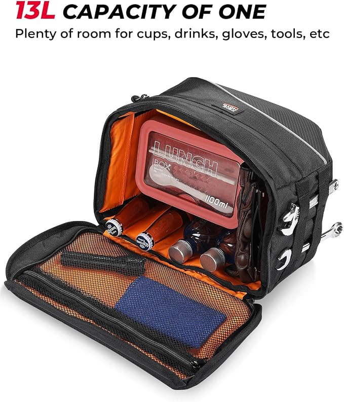 KEMIMOTO Upgrade Motorcycle Saddle Bags 26L (13Lx2) Middle-Sized Throw Over Saddlebags Orange Liner Scooter Panniers Universal Compatible with Softail Sportster Cruiser Motorbike Dirt Bike