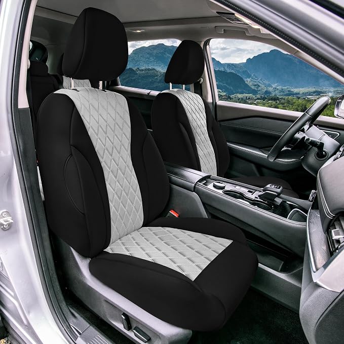 FH Group Custom-Fit Car Seat Covers Specifically Made for 2021-2026 Nissan Rogue, Front Set Gray Ultraflex Neoprene Waterproof Automotive Seat Cover