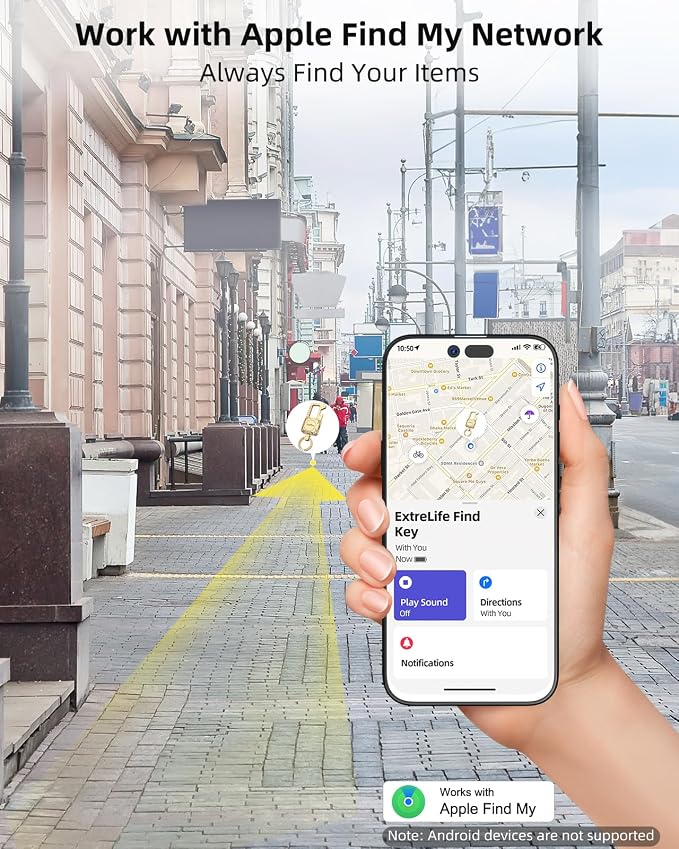 ExtreLife Keychain, Works with Apple Find My, Bottle Opener, Carabiner Car Key Chains with Gps Tracker