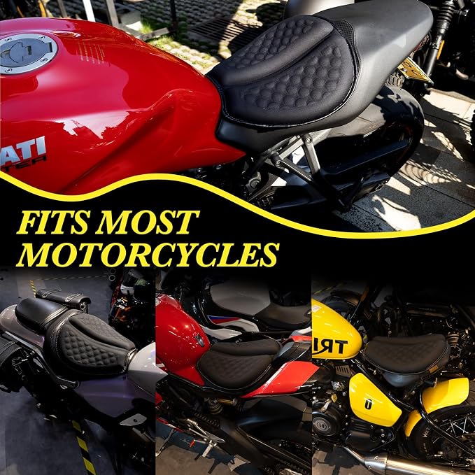 Foldable Motorcycle Gel Seat Cushion with Sunshade Cover – 3D Dome-Shaped Shock Absorption Seat Pad, Comfort & Butt Protection for Long Rides, Stay Cool & Comfortable