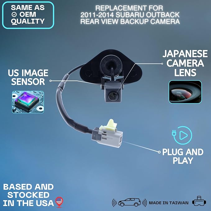 Backup Camera Replaces for 2011 2012 2013 2014 Subaru Outback OE Part # 86267AJ10B 86267AJ10A 86267-AJ10B 86267-AJ10A