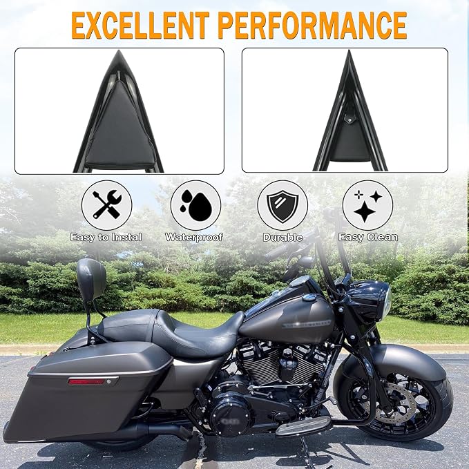 Detachable Black Sissy Bar Passenger Backrest Rear Pad Compatible for Harley Davidson Touring 97-08 Road King Electra Glide Street Glide [26 Inches Height]