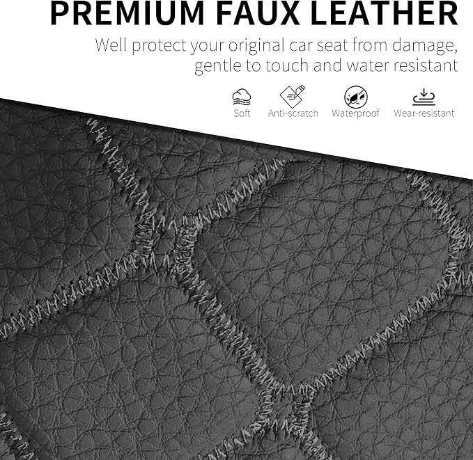 Tecoom Tacoma Car Seat Cover Leather Front Seats Covers Waterproof Automotive Protector Cushion Interior Covers Custom Fit for 2016-2023 Toyota Tacoma Double/Crew Cab, Black