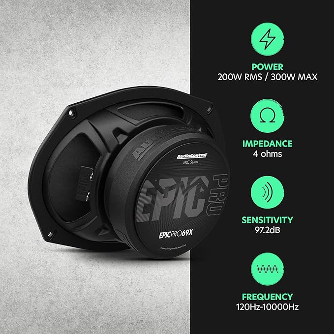 AudioControl EPICPRO69X Epic PRO 6x9 Midrange Car Speakers Set (Pair), 300W Max, 4 Ohm, Rear or Front Door Speakers for Truck or Car Audio System, Pro Audio High SPL Component Speakers
