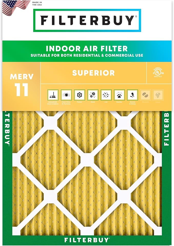 Filterbuy 18x25x1 Air Filter MERV 11 Superior Pet & Allergy Defense (1-Pack), Electrostatic Pleated HVAC AC Furnace Filters Replacement (Actual Size: 17.50 x 24.50 x 0.75)