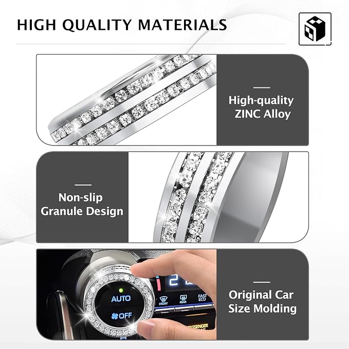 Compatible with Toyota RAV4 2019-2025 Accessories, Aluminum Alloy Control Knob Trim Cover Set (Bling, 6pcs-(No Drive Mode))