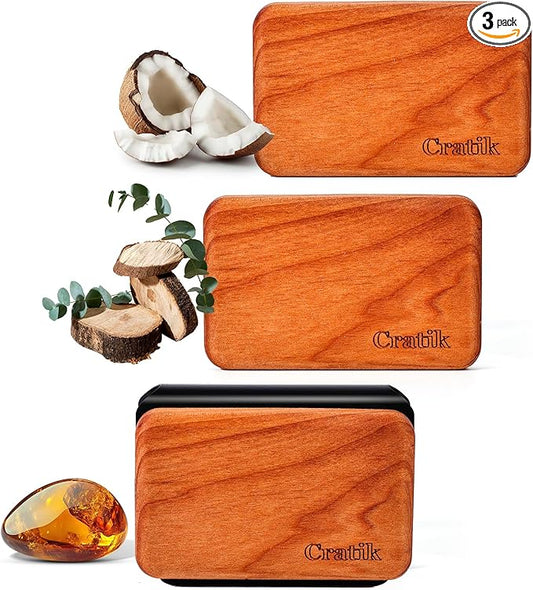 Car Air Freshener - Wood Air Freshener - Car Odor Eliminator for Visor Clip-Variety Scent Refill, Vehicle Scent Diffuser for Cabin, Truck & SUV - Pack of 3 (Teak-Amber-Cabana)-CLIP INCLUDED