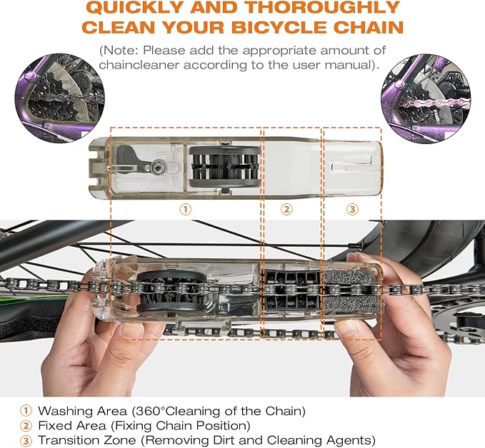 Super B Bike Chain Clearer - Cleaning Tool Scrubber with Rotating Brushes - Bicycle Clean Tool for Cleaning Bicycle Chain (TB-3209)