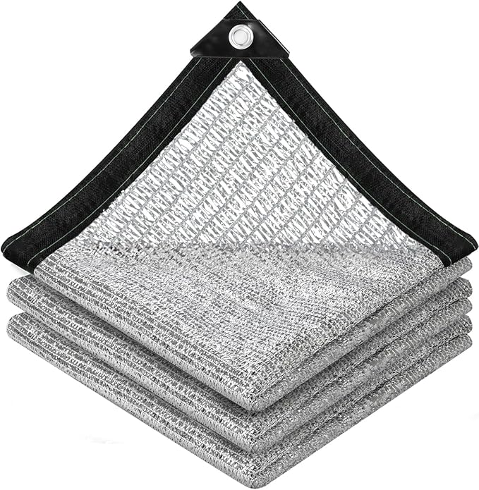vensovo 50% Aluminum Shade Cloth - Reflective Aluminium Shade Netting Sun Shade Cover with Grommets for Cars, Dogs, Outdoor, RV, Patio (6x10FT)