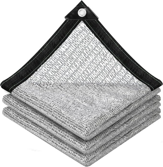vensovo 50% Aluminum Shade Cloth - Reflective Aluminium Shade Netting Sun Shade Cover with Grommets for Cars, Dogs, Outdoor, RV, Patio (3x10FT)