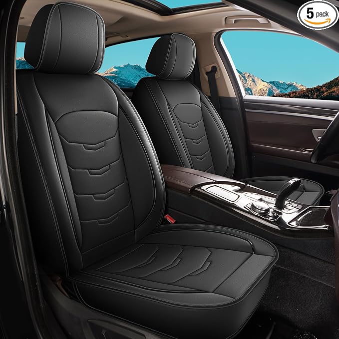 Car Seat Covers Fit for Dodge Charger 2007-2023 2024 2025 Full Set Luxury Leather Seat Cushion Waterproof Automotive Seat Protectors(5 Seat,Black)
