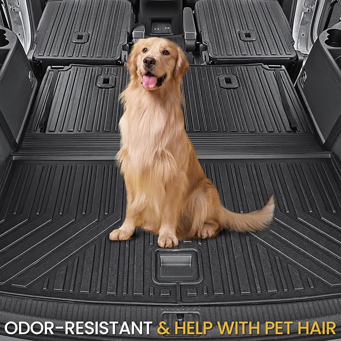 Cargo Mat with Backrest Mats for Volkswagen VW Atlas 6/7 Seats 2018-2025 2026 Car Mat Accessories(Not Fit Cross Sport), All Weather TPE Trunk Cargo Liner(Cargo Mat with Backrest Mats)