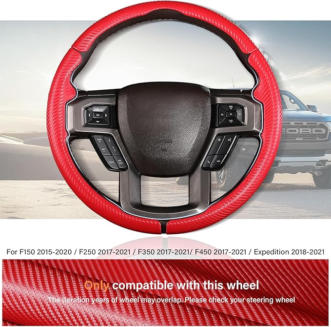 Steering Wheel Cover for Ford F150 2015-2020/F250 2017-2021/F350 2017-2021/F450 2017-2021/F550 2017-2021/Ford Expedition 2018-2021 Custom-fit Car Steering Wheel Cover for Ford Steering Wheel Protector