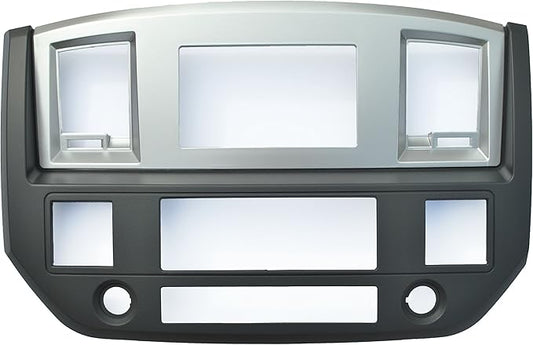 Slate Grey Black and Silver Aftermarket Stereo Double Din Dash Install Kit Compatible with Dodge Ram 2006 2007 2008 2009 (Standard, Silver)