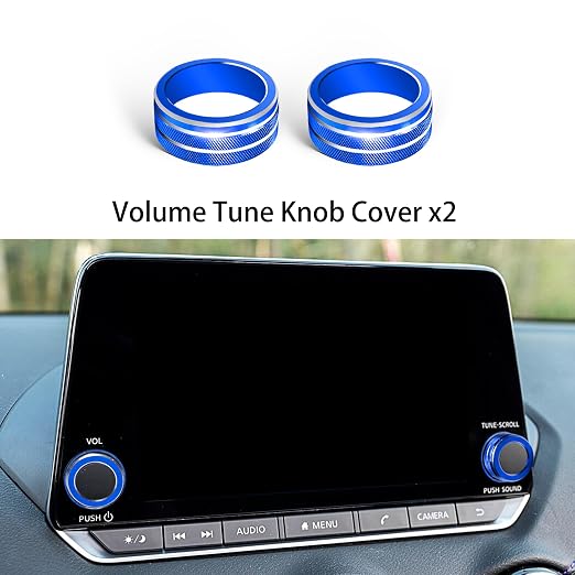 for Nissan Sentra 2025 2024 2020-2023 Accessories Knob Cover Set - Volume Tune Knob Covers, Air Conditioner, Air Vent Outlet Rings/Covers Push Start Stop Button Ring Trim for Sentra, 12Pcs (Blue)