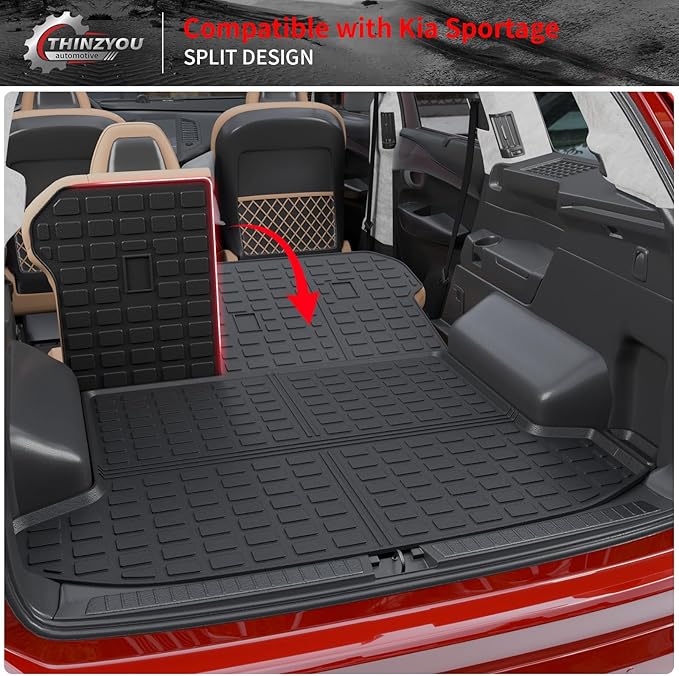 Cargo Mat Compatible with 2023 2024 2025 2026 KIA Sportage Cargo Liner Trunk Liner TPE Back Seat Cover Protector 2025 Sportage Accessories Non-Plug-in Hybrid (Trunk Mat+Backrest Mats)