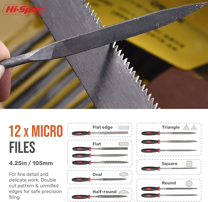 Hi-Spec 17 Piece Metal Hand & Needle File Tool Kit Set and Rotary Tool Kit Set 170W 1.4A with 121 Piece Dremel Compatible Bit Accessories