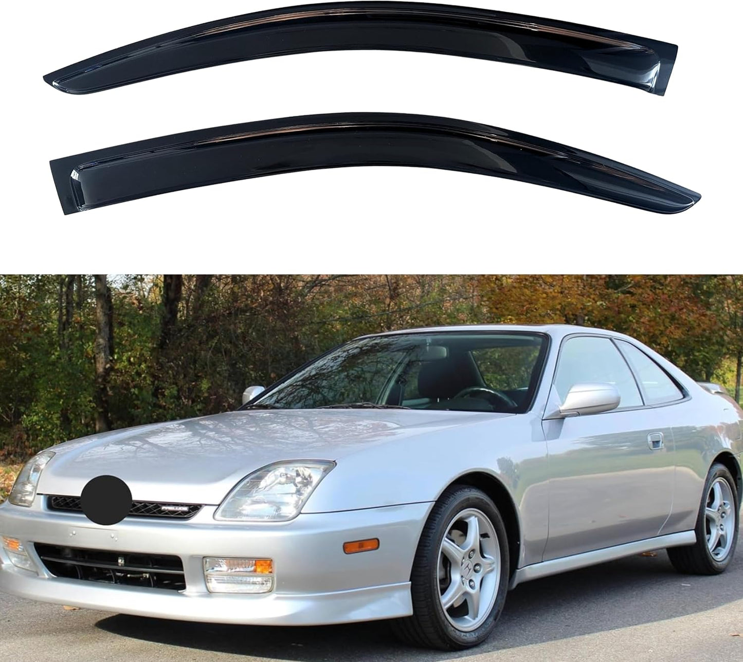 KPY Window Visor Compatible with Honda Prelude 1997-2001, 2PC Rain Guard Side Window Vent Deflectors Tape-On Style, 1997 1998 1999 2000 2001