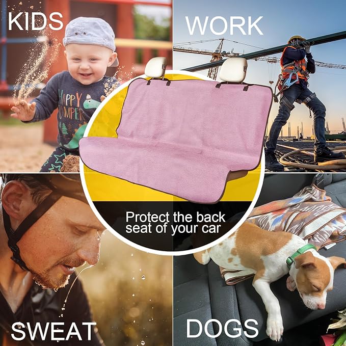 Back Seat Cover for Car Trucks Van SUV Jeep,Waterproof Rear Bench Towel Seat Covers for Dogs and Kids,Automotive Backseat Protector (Pink)