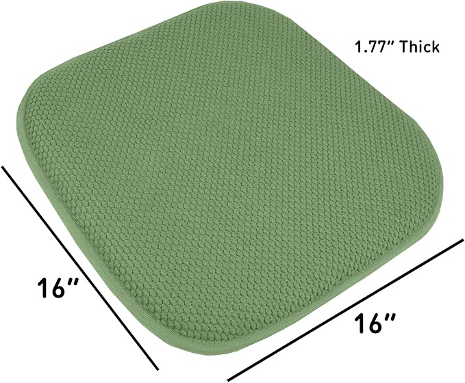 Sweet Home Collection Cushion Memory Foam Chair Pads Honeycomb Nonslip Back Seat Cover 16" x 16", 6 Pack, Green