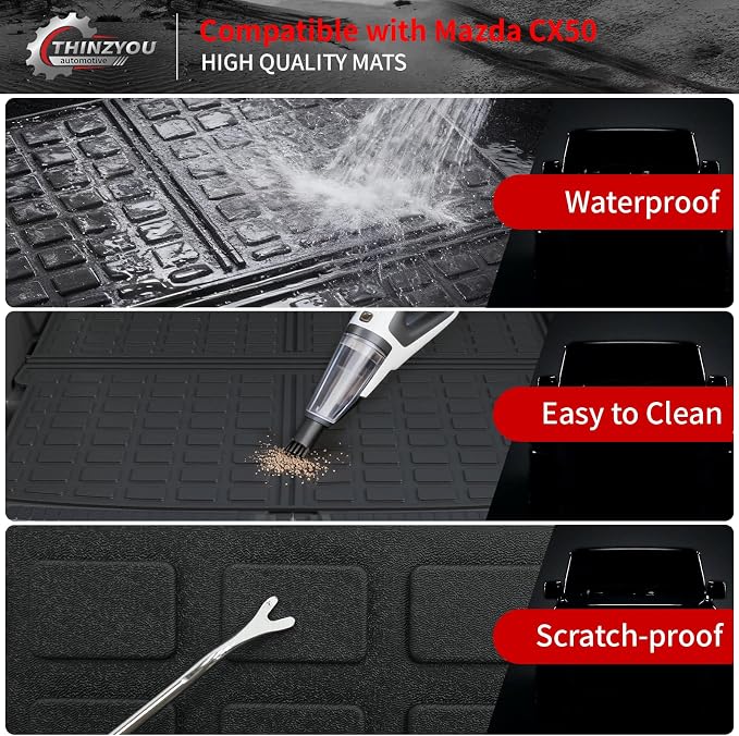 Cargo Mat Compatible with 2023 2024 2025 2026 Mazda CX50 Trunk Mat Trunk Liner Cargo Liner TPE All Weather Back Seat Cover Protector 2024 CX-50 Accessories (Trunk Mat+Backrest Mats)