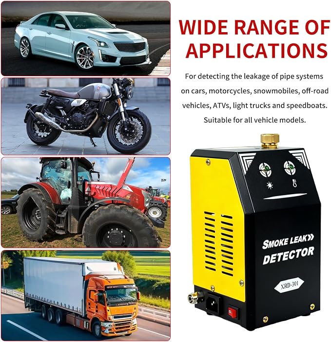 Automotive Smoke Machine with Built-in Air Pump-12V DC Smoke Machine for 12V Cars, Motorcycles, Trucks, Boats & ATVs