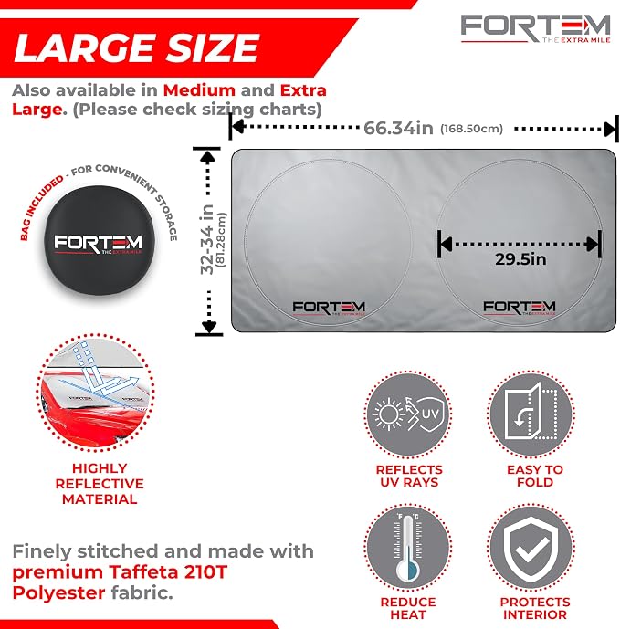 FORTEM Car Trunk Organizer (Grey, Standard) + Large Windshield Sun Shade