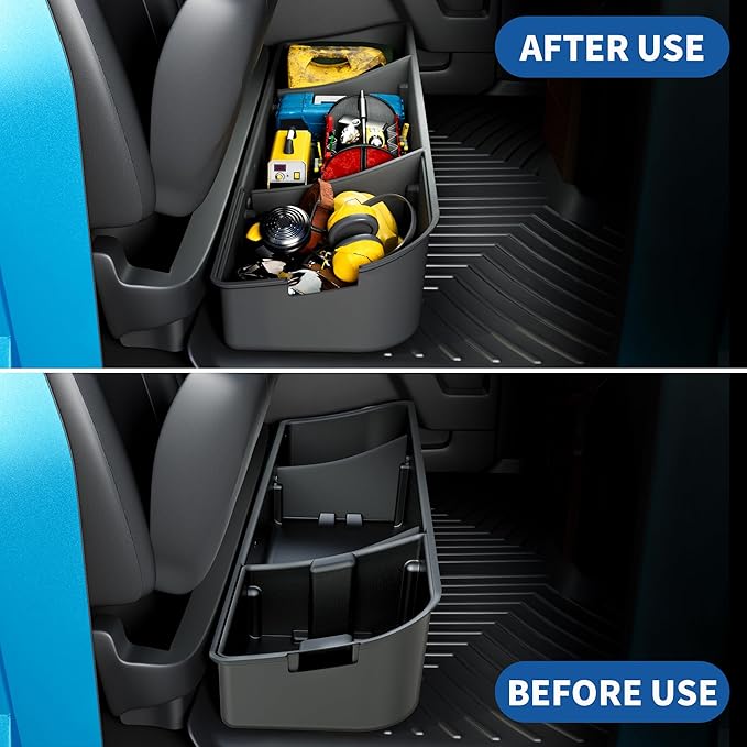 OEDRO Under Seat Storage Fit for 2015-2025 Ford F-150 F150 SuperCrew/Crew Cab, 2017-2024 F-250/F-350/F-450/F-550 Super Duty, Upgraded Rear 3-in-1 Truck Organizer Underseat Storage Box