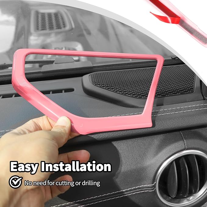 JWWY for Jeep JL Speaker Audio Player Trim Top & A Pillar Cover Trim for 2024-2025 Jeep Wrangler JL JLU & Gladiator JT 4xe Interior Accessories ABS 4PCS Pink