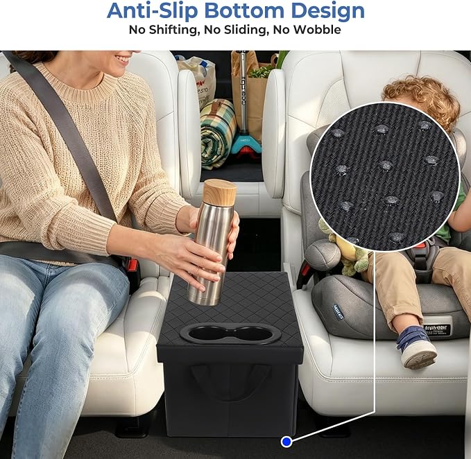 Car Seat Organizer For 2019-2026 Kia Telluride/Subaru Ascent 7 Seater, Car Seat Aisle Storage Box with Cup Holders For Kia 2021-2025 Sorento 6 Seater, Foldable Backseat Console Bin
