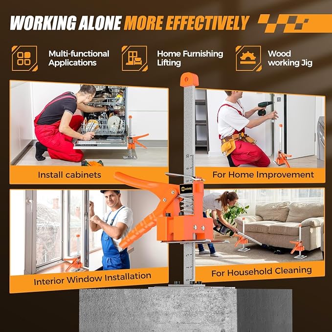 Labor Saving Arm Jack Handle 2 Pack,15 in Construction Jack, Wall Tile Locator, Multi-Function Height Adjustment Lifting Device, Door Panel Lifting Cabinet,Raised 10 in,Load 400LBS
