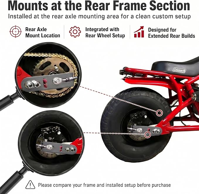 Mini Bike Bolt On Stretch Tab For Coleman B200R B200C B200V RB200 Realtree RT200 MEGA moto B212 MAX (Stock height)