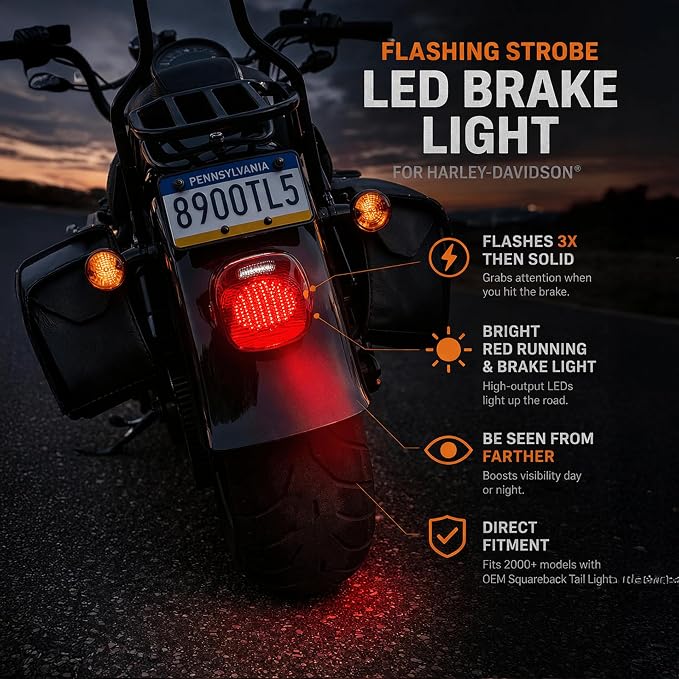 Eagle Lights Red Strobing LED Tail Light Upgrade for Harley Davidson Sportster/Softail/Touring/Dyna