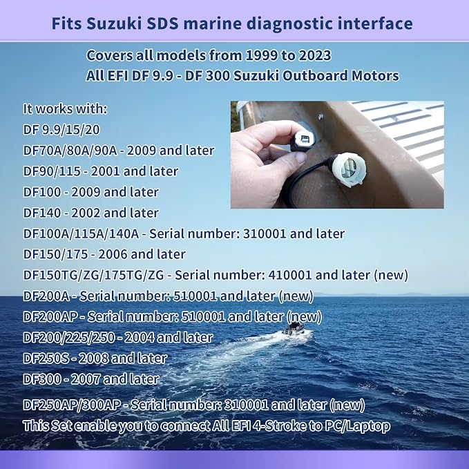 Diagnostic Cable Tool Scanner KIT Compatible with Yamaha YDS 1.33 & Suzuki SDS 8.40 Jet Boat/WaveRunner/Outboard