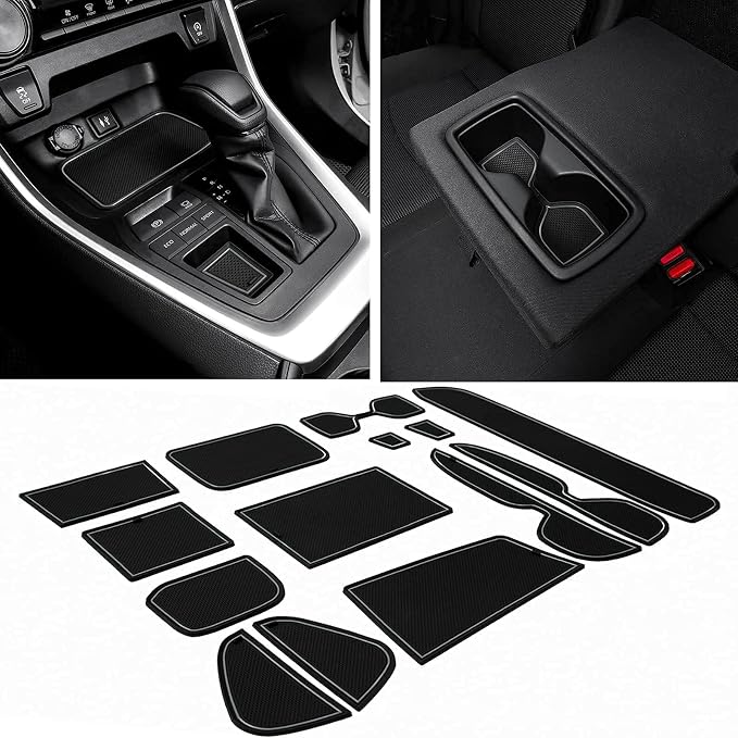 JDMCAR Custom Liners (Gray Trim) and Center Console Organizer Compatible with 2022 2021 2020 2019 RAV4 Accessories