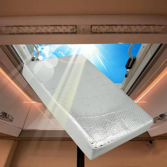 22 * 14 * 3"" RV Vent Insulator RV Skylight Cover with Reflective Surface Universal Camper Skylight Shade for Vent Inside Camper Trailer Thermal insulation in winter and summer, White