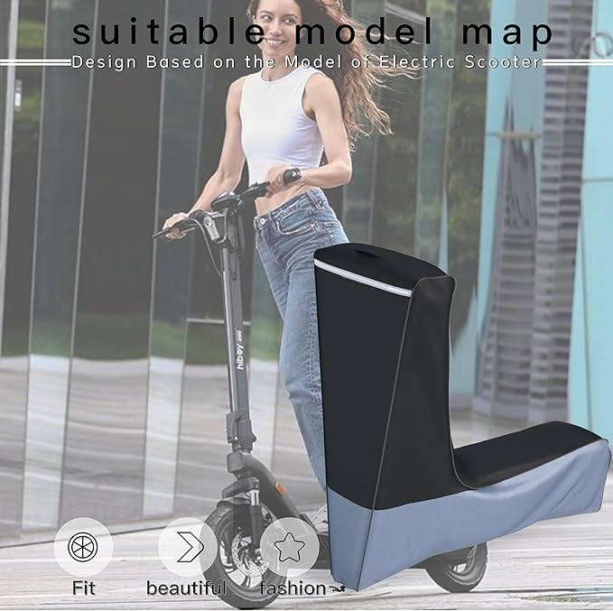 Electric Scooter Cover (300W-3000W) - All Season Universal Fit, Better Fit Design,Heavy Duty Oxford Fabric,Dustproof Windproof Protection, (Black Grey)(54X28X52)