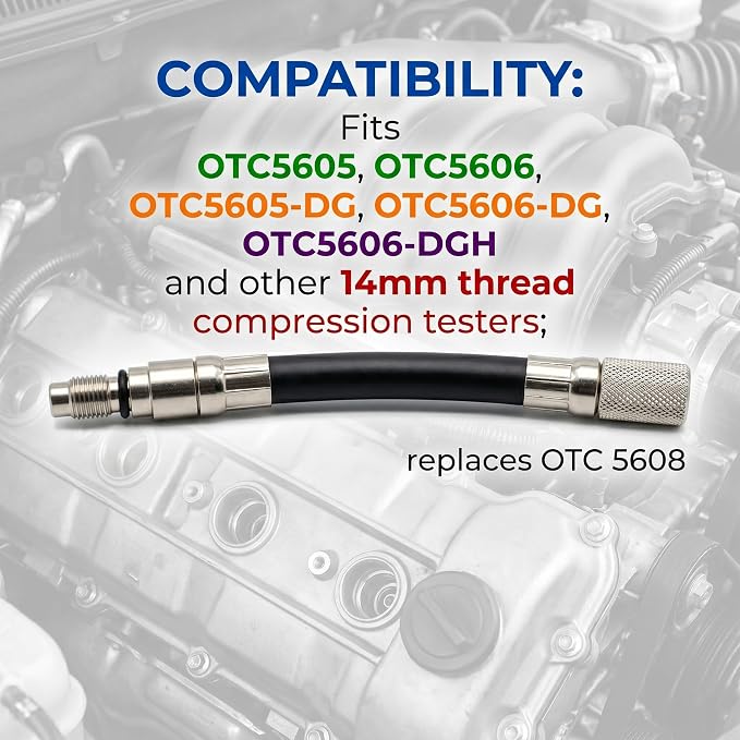 HIPADA 5608 12mm Compression Tester Adapter Compatible with 2008 and Newer Ford 4.6L, 5.4L, 6.8L 3-Valve Engines with 12mm Spark Plug