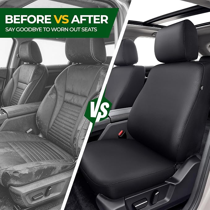 Car Seat Covers Fit for Nissan Rogue Altima Sentra Versa: Faux Leather Front Seat Covers Waterproof Automotive Seat Protector(2 Seats Black)