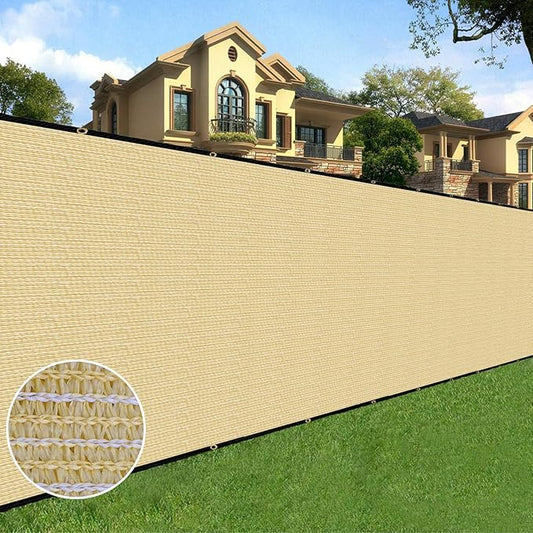 Sunnyglade 4 feet x 50 feet Privacy Screen Fence Heavy Duty Fencing Mesh Shade Net Cover for Wall Garden Yard Backyard (Sand, 4 ft X 50 ft)