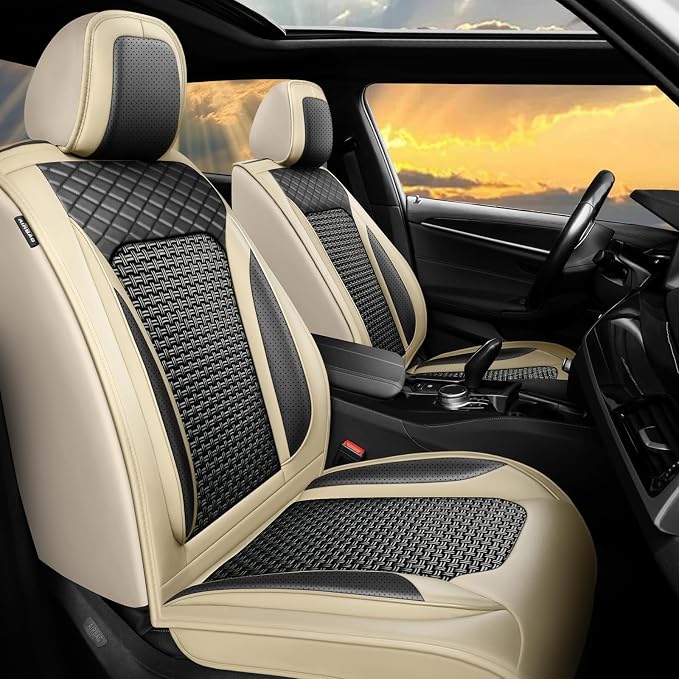 Fit Sorento Ice Silk Cooling Car Seat Covers for KIA Sorento 2007-2025 2026, Breathable Seat Protector, Anti-Slip & Scratch-Resistant，Sweatproof Auto Cushion Covers（Full Set 5 Seats, Beige）