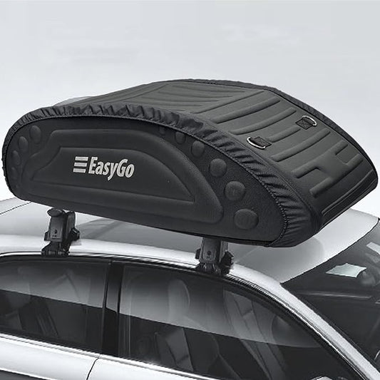 EasyGoProduct Aerodynamic Car Rooftop Cargo Carrier Bag - Soft Roof Top Luggage Bag for All Vehicles SUV with/Without Rack � Hard Sides - 4 Adjustable Straps � 8 Cubic Feet - Fold Flat Storage Bag