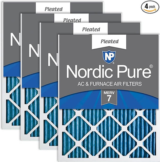 Nordic Pure 16x20x1 (Actual Size: 15 1/2 x 19 1/2 x 3/4) Pleated MERV 7 Air Filters 4 Pack