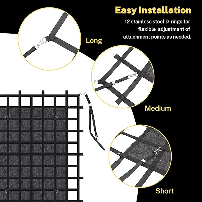 6'×4.75'Cargo Net with Mesh,Basic Waterproof,Breathable,UV Protection,4 Adjustable Straps with Carabiners & S-Hooks.Cargo Net for Pickup Truck Bed is Suitable for Trailer,Pickup Truck,Boat,Jeep,SUV