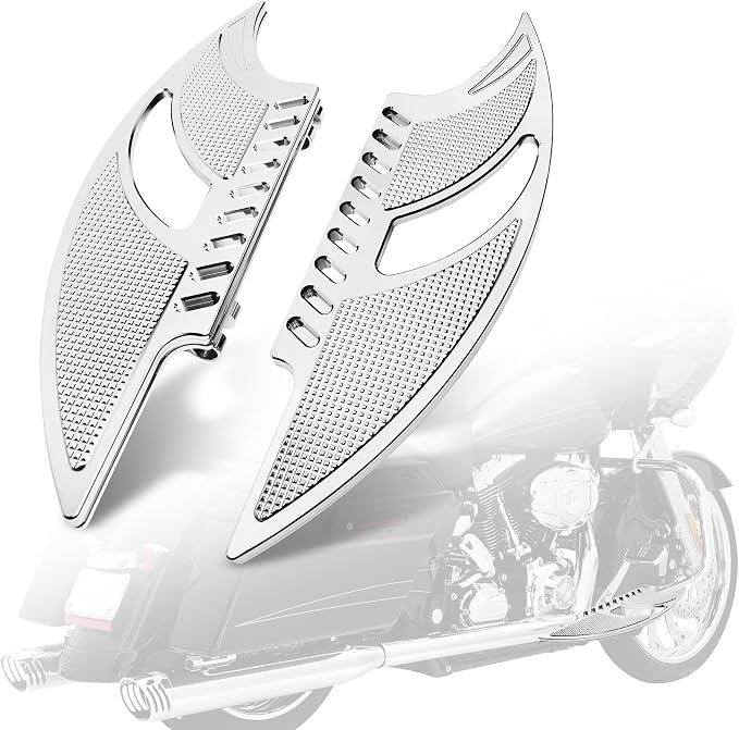 Goldfire Large Floorboards Driver Footpegs Front Rider Foot Rest Pedal Bat Shape Motorcycle Accessories Fit for Harley 2012-2016 FLD, 1986-2017 FL Softail, 1986+ Touring and 2008+ Trike Models, Chrome