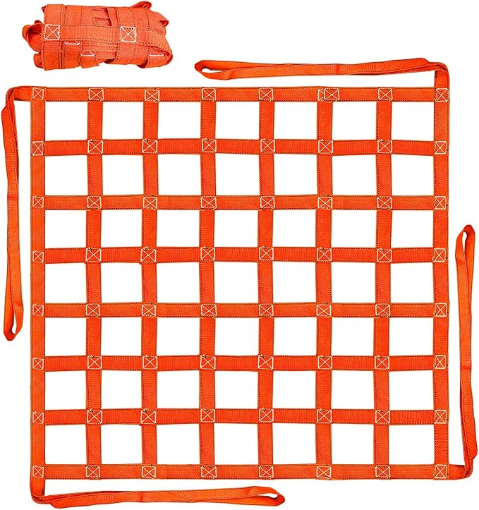 YATOINTO Cargo Lifting Net 3.28' x 3.28', Lifting Net Straps for Hoist 661lbs Load Capacity, Nylon Sling Hoisting Net 10CM Square Hole for Construction Rigging Moving Towing Hoisting Loading Unloading
