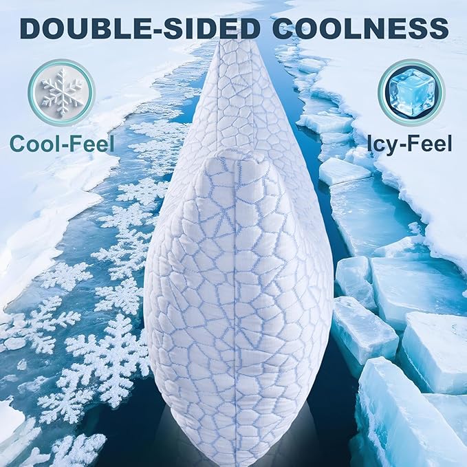 King Cooling Side sleeper pillow for adults, Curved neck support pillow for neck and shoulder pain Relief, Adjustable Shredded Memory Foam Bed Pillow 1 Pack with Additional Foam Fill Included (White)