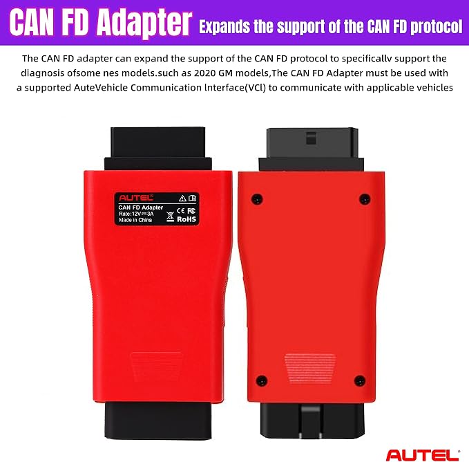 Autel CAN FD Protocol Adapter, Compatible with Autel Scanner MX808 MK808 DS808 MP808 MS906 MK906 MS908 MK908 Maxisys Elite IM508 IM608 Ultra VCI100 VCI Mini, for GM Chevrolet Buick Vehicles