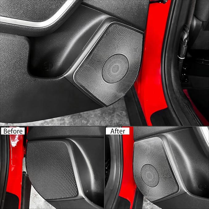 Stainless Steel Car Door Speaker Cover Car Interior Chrome Car Door Speaker Decor Cover Set Compatible with Kia Soul 2020-2025 Accessories (Silver)
